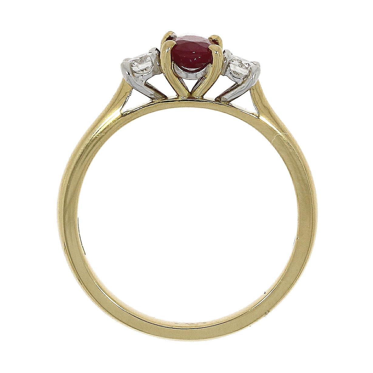 18ct Gold Ruby & Diamond Trilogy Ring