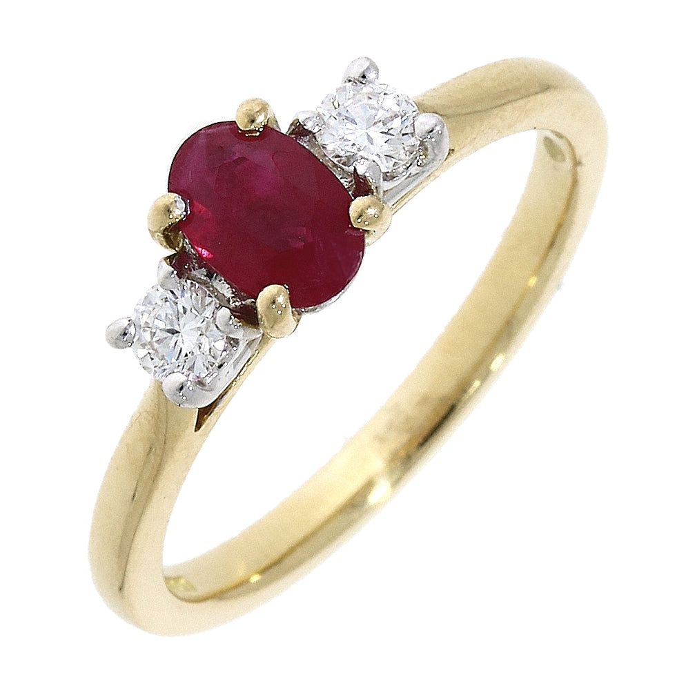 18ct Gold Ruby & Diamond Trilogy Ring