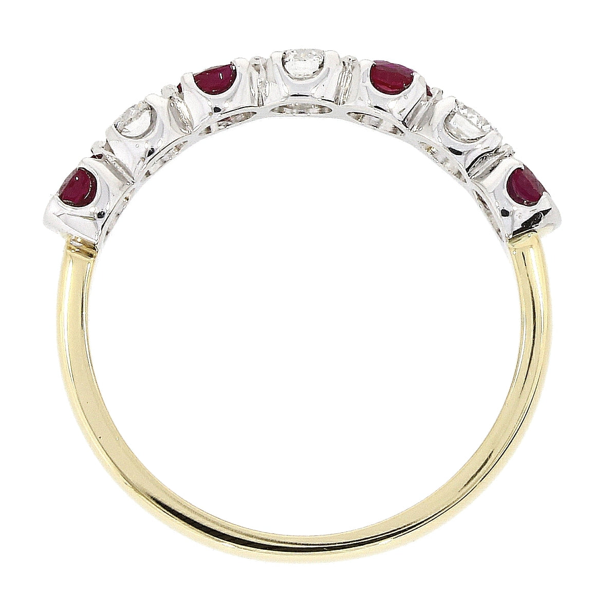 18ct Gold Ruby & Diamond Half Eternity Ring