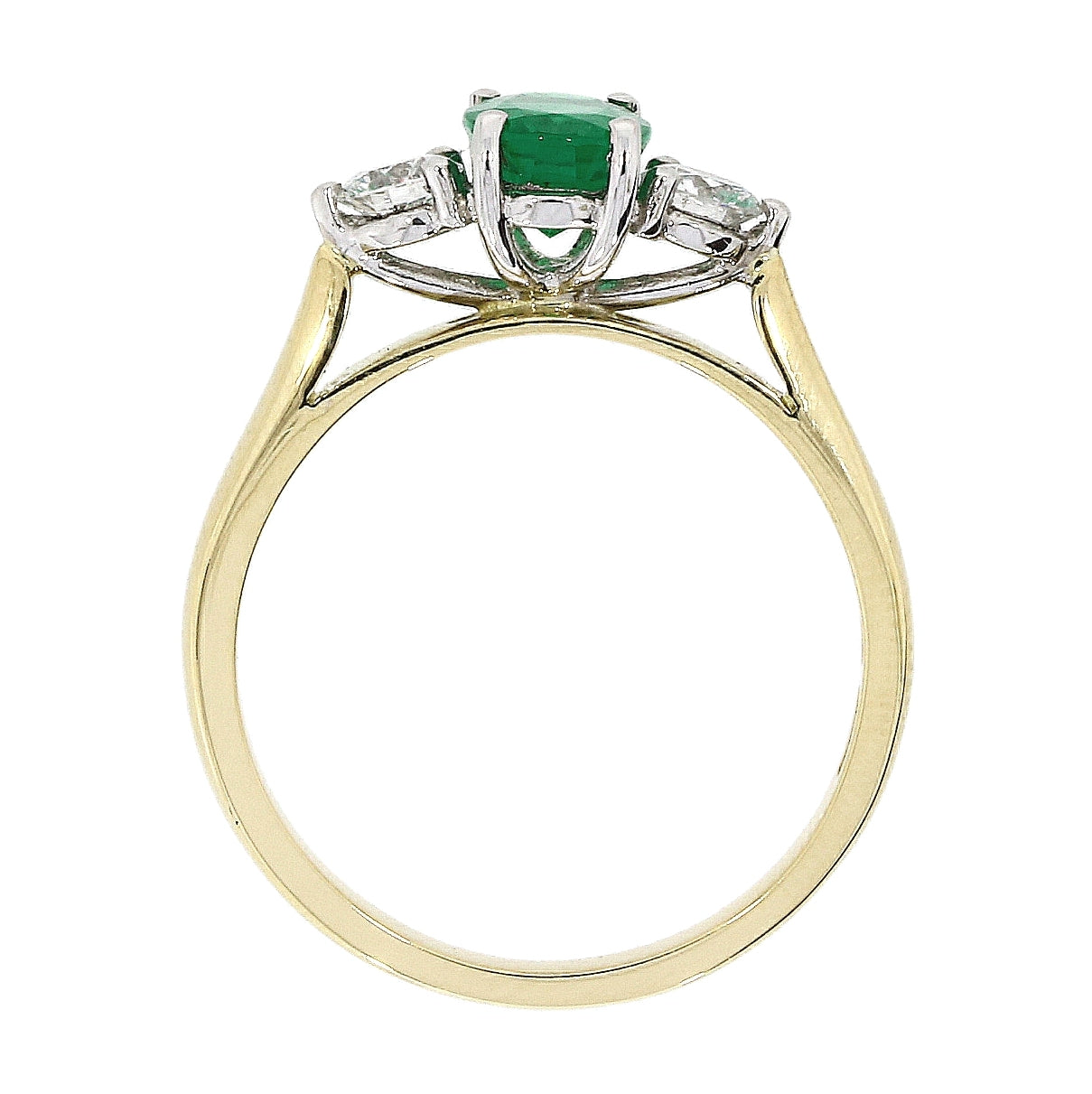 18ct Yellow and White gold Emerald and Diamond Ring