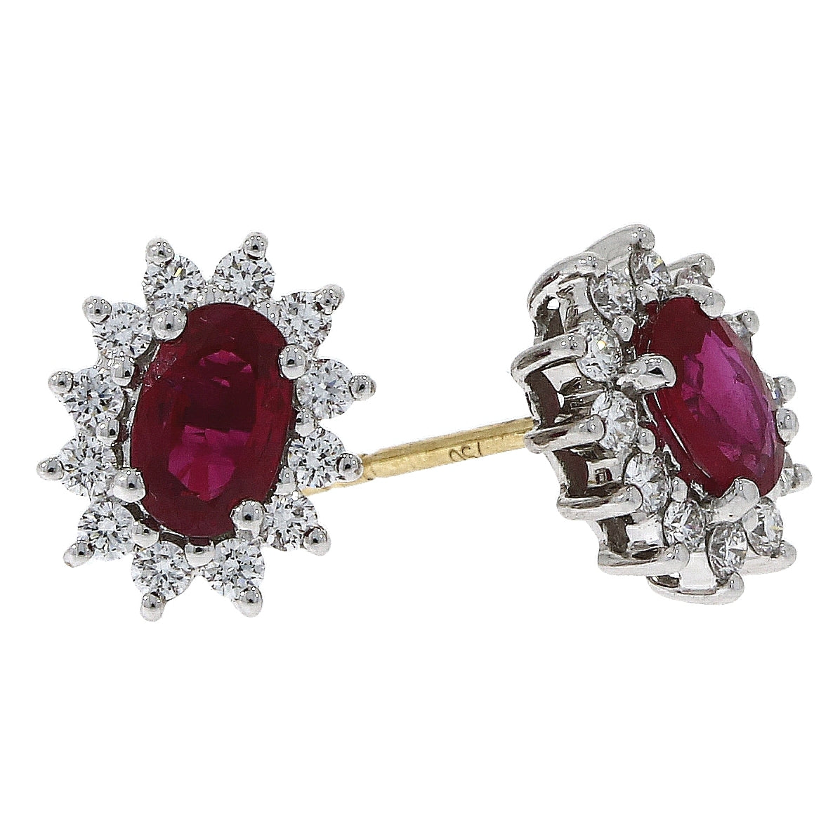 18ct Yellow and White Gold Ruby and Diamond Stud Earrings