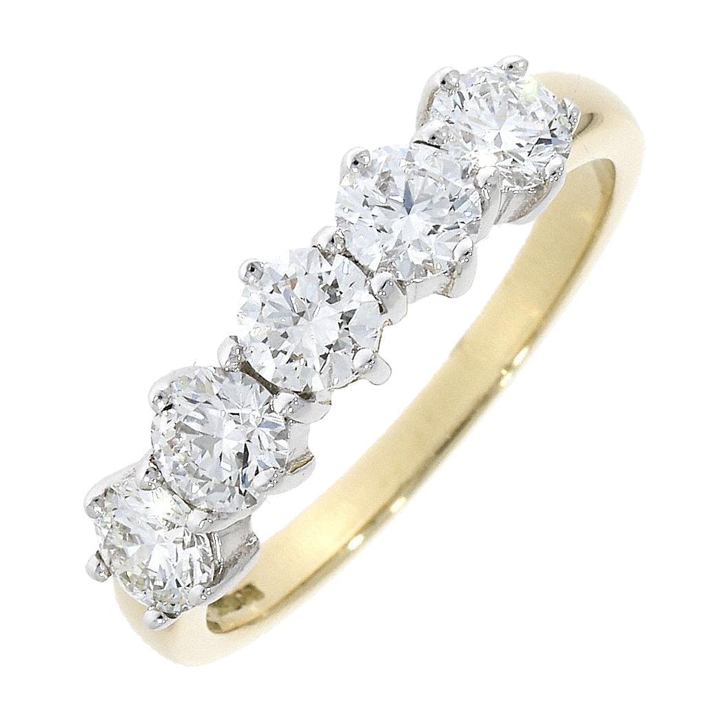 18ct Y/WG Dia 5stn rng