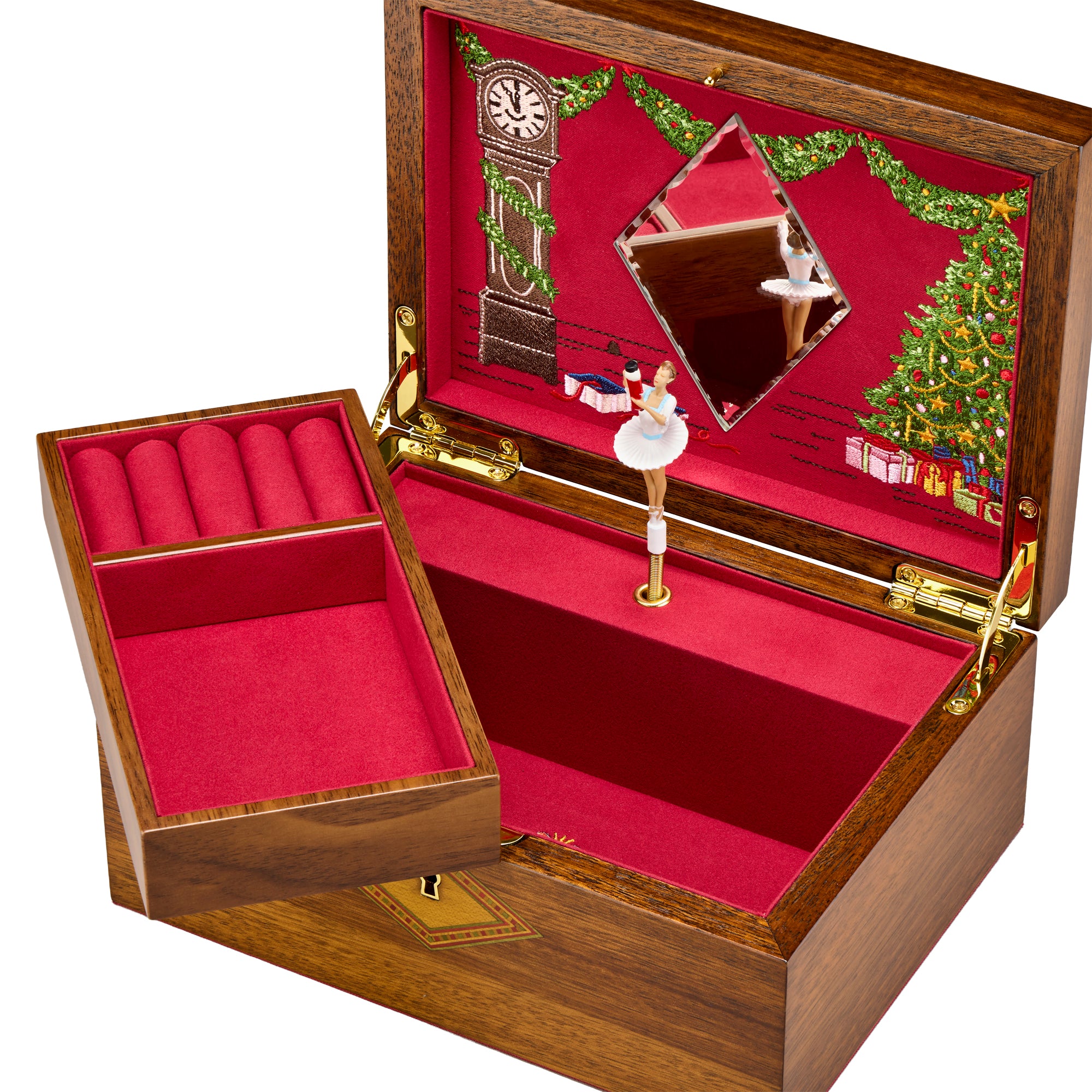 Wolf 1834 Ballet Musical Jewellery Box- Nutcracker Walnut Wood