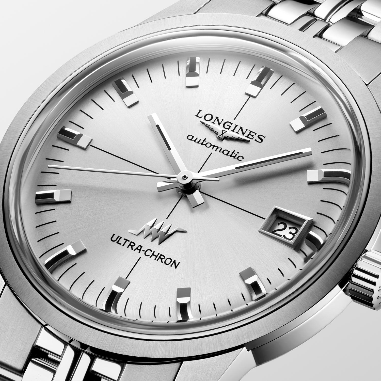 Ultra-Chron Classic Automatic Watch. Silver Dial Black Strap.