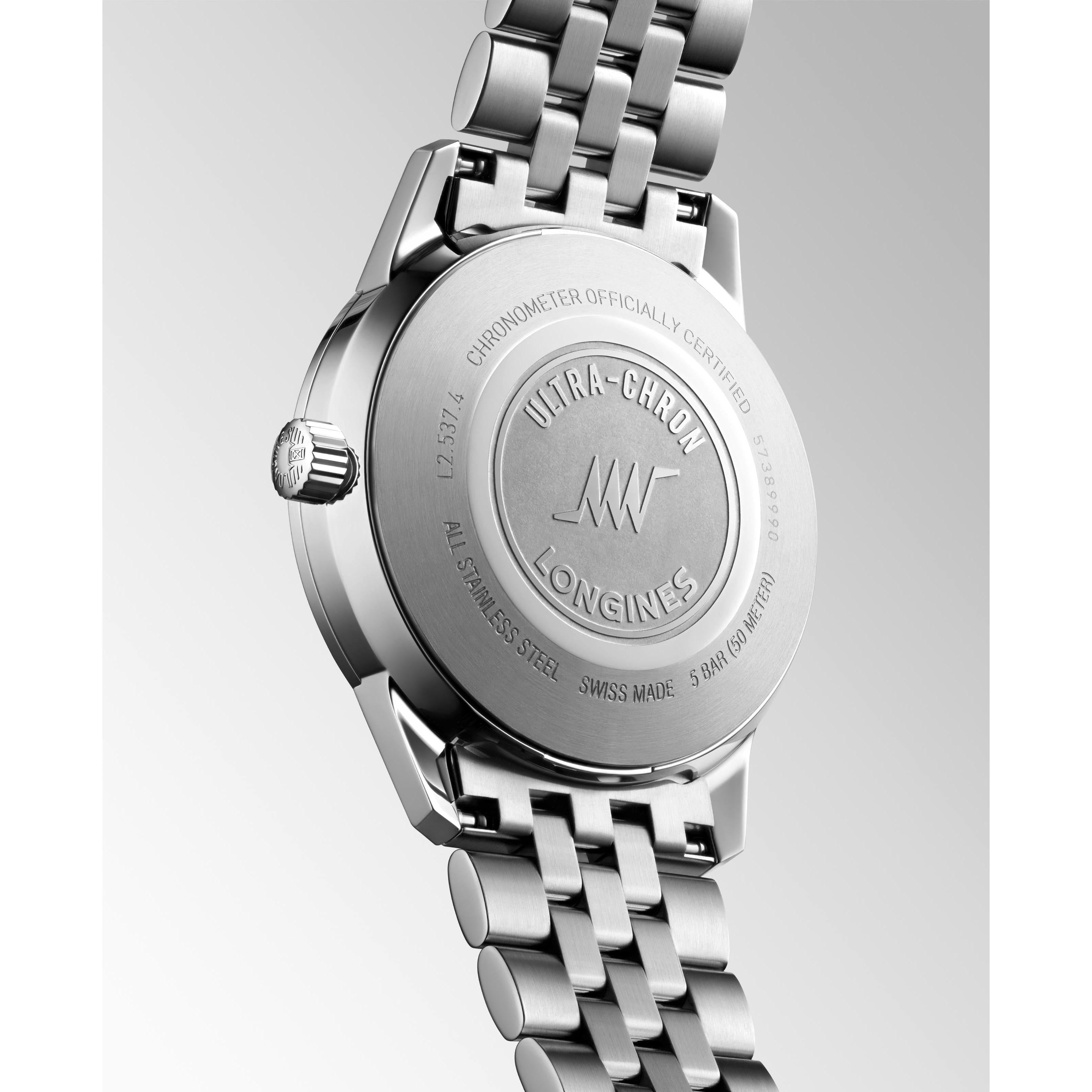 Ultra-Chron Classic Automatic Watch. Silver Dial Black Strap.