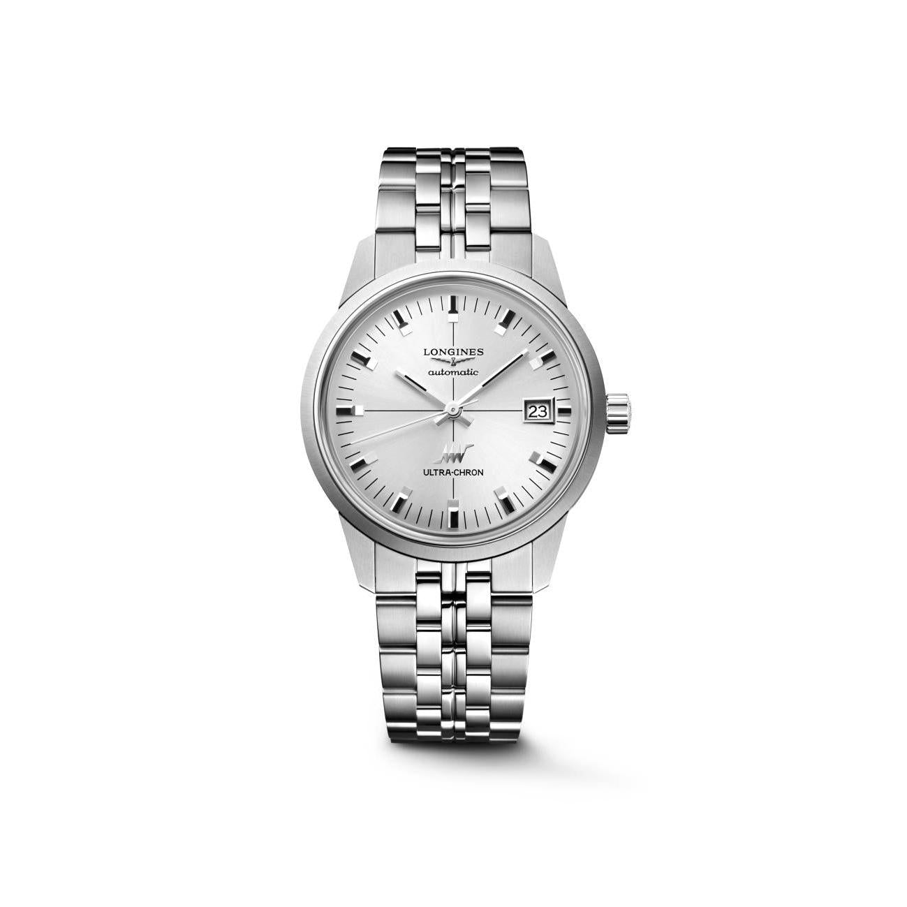 Ultra-Chron Classic Automatic Watch. Silver Dial Black Strap.