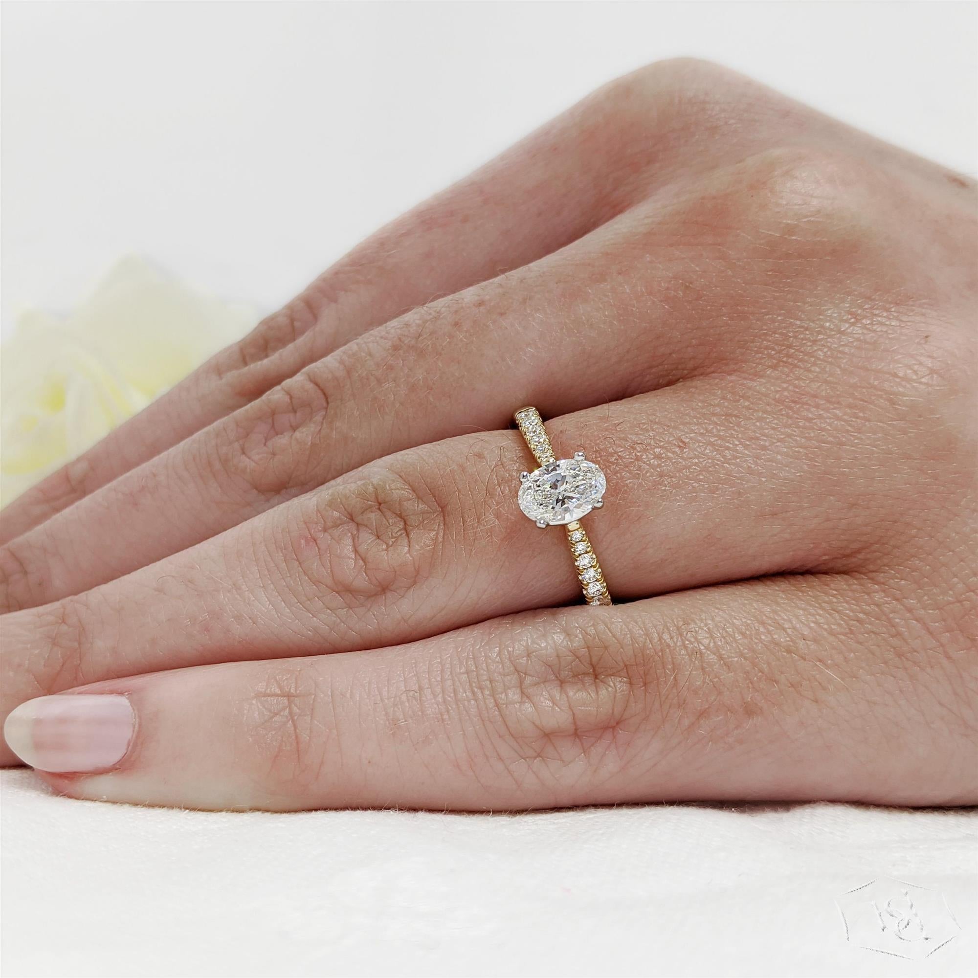 Skye Classic Oval Oval Cut 18ct Yellow Gold Shank and Platinum Head Solitaire Diamond