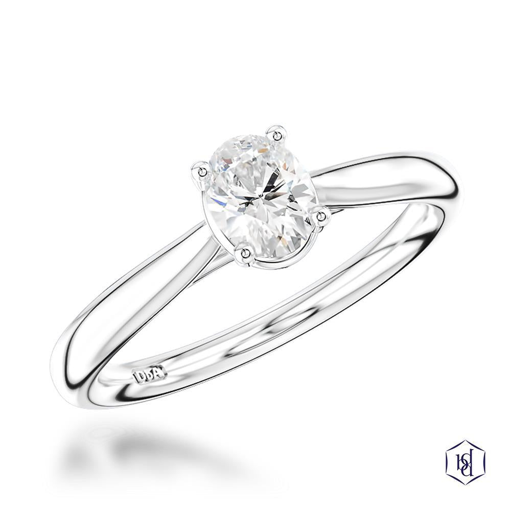 Classic Oval Oval Cut Platinum Solitaire Diamond