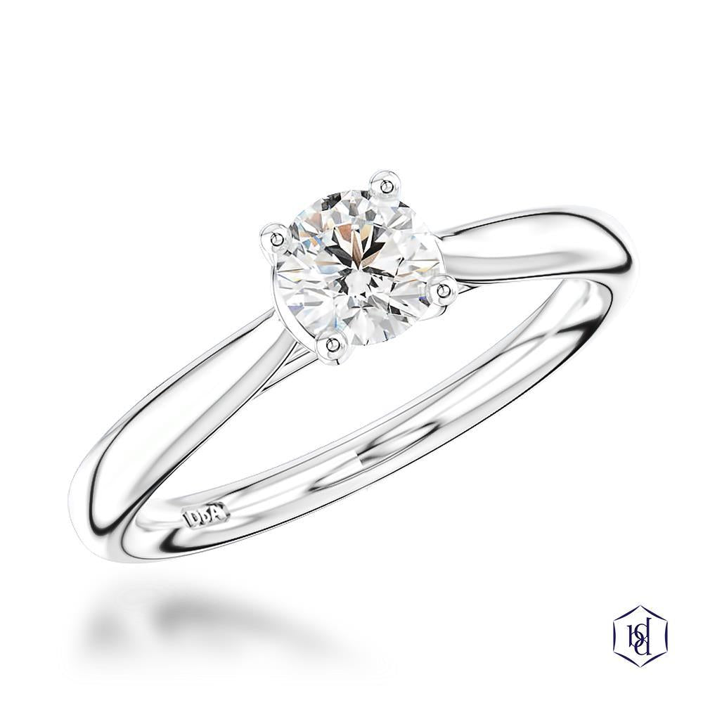 Open Tulip Round Brilliant Cut Platinum Solitaire Diamond