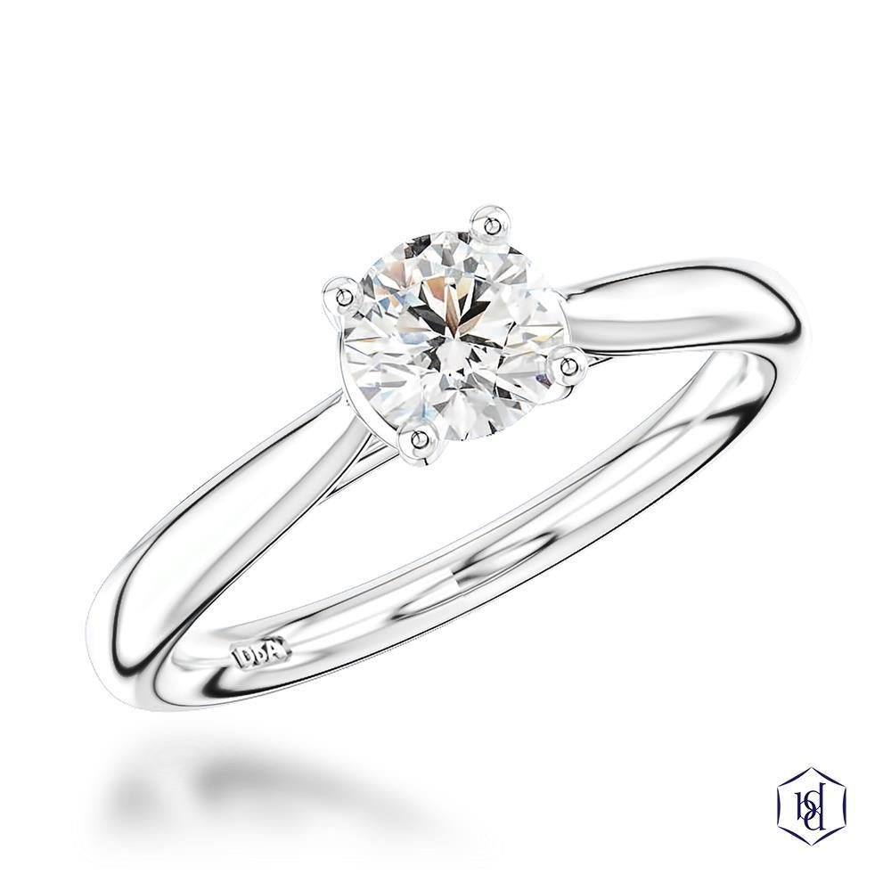 Open Tulip Round Brilliant Cut Platinum Solitaire Diamond