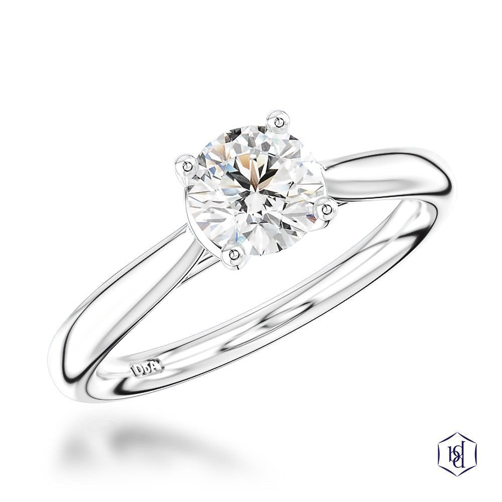 Open Tulip Round Brilliant Cut Platinum Solitaire Diamond