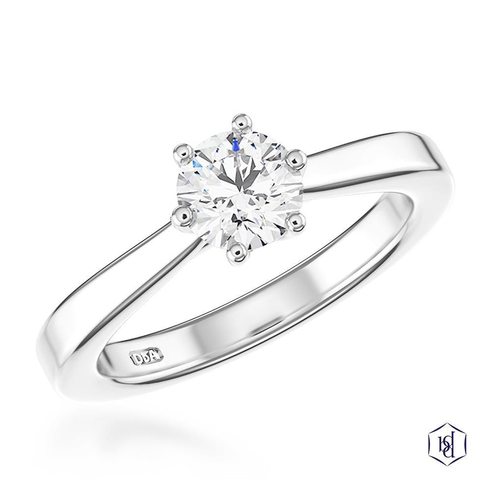 Tulip 6 Round Brilliant Cut Platinum Solitaire Diamond