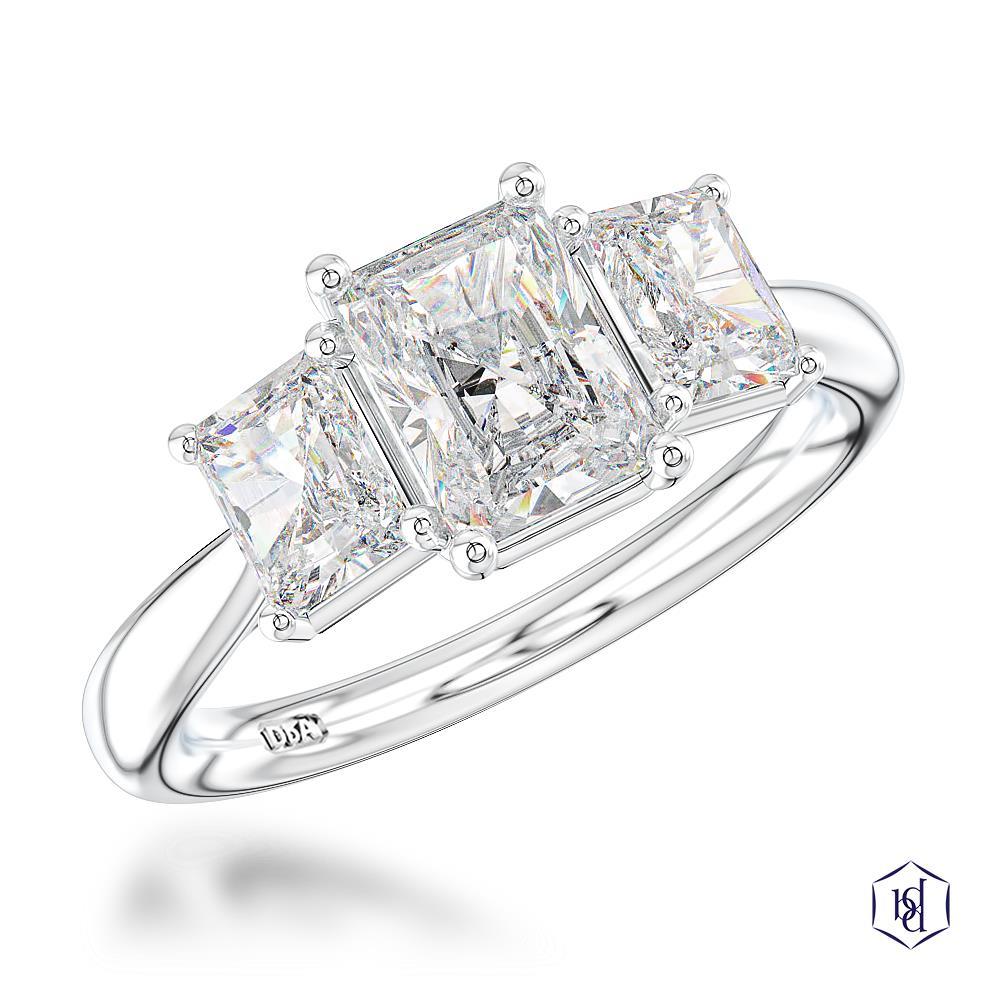 Florentina Radiant Radiant Cut Platinum Three Stone Diamond