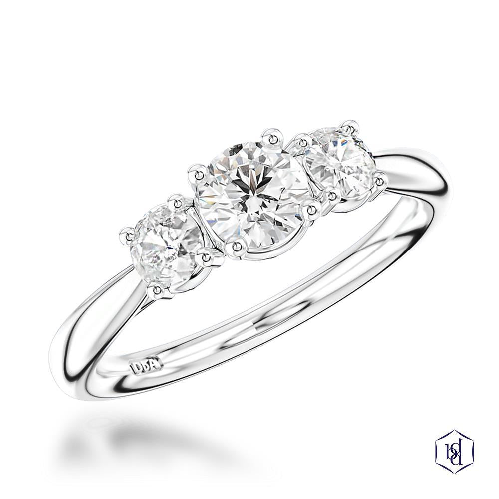 Trilogy Classic Round Brilliant Cut Platinum Three Stone Diamond