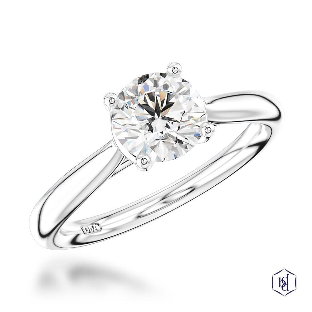 Open Tulip Round Brilliant Cut Platinum Solitaire Diamond