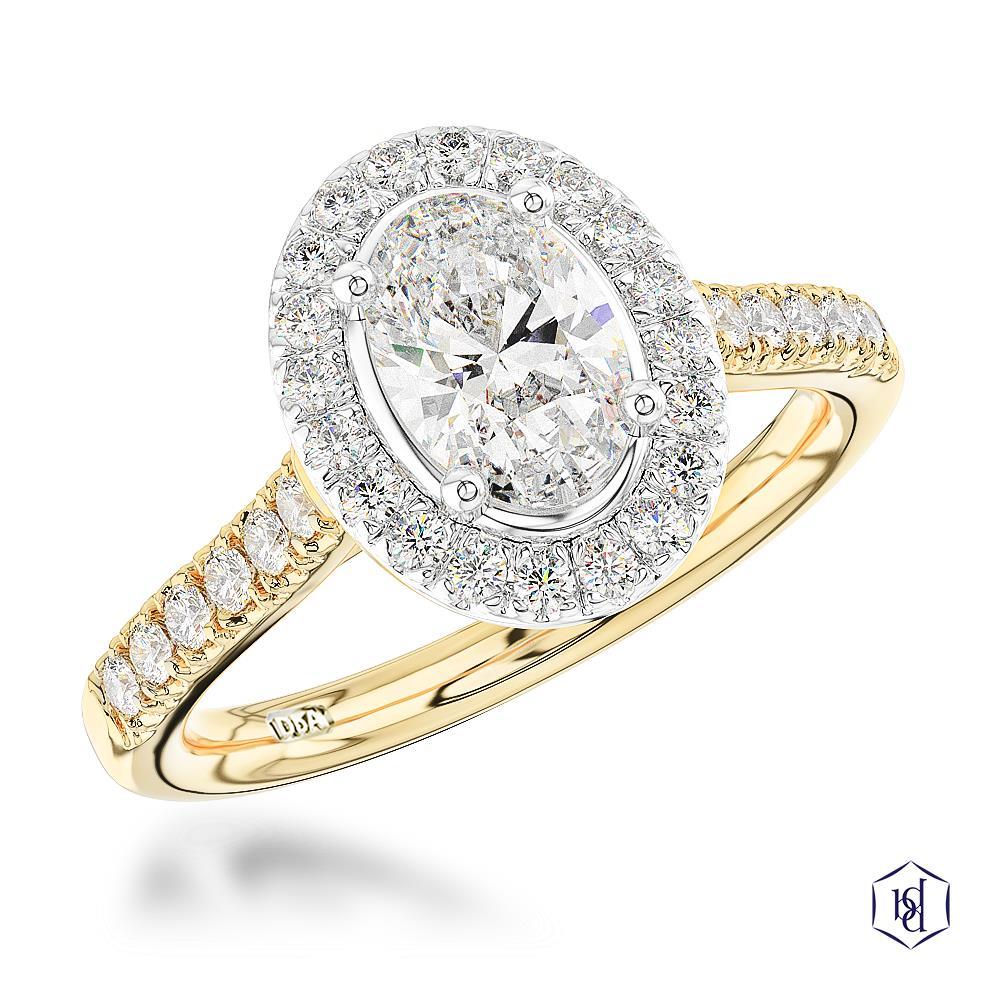 Skye Oval Oval Cut 18ct Yellow Gold Shank and Platinum Head Cluster Diamond