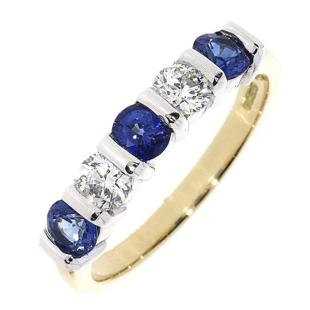 18ct Yellow gold Sapphire and Diamond Five stone ring