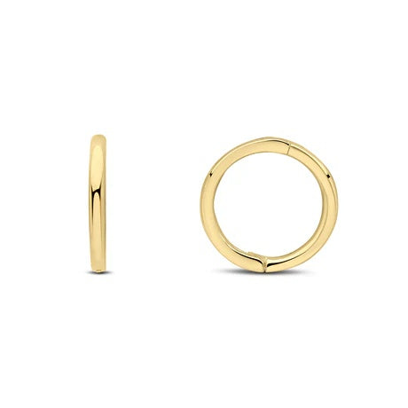 9ct Yellow Gold Hinged Sleeper Hoop Earrings 10mm