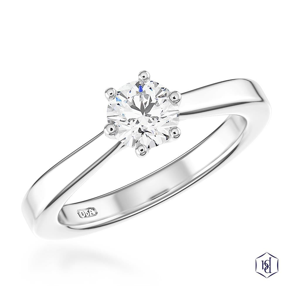 Tulip 6 Claw Brilliant Cut Platinum Solitaire Diamond Ring