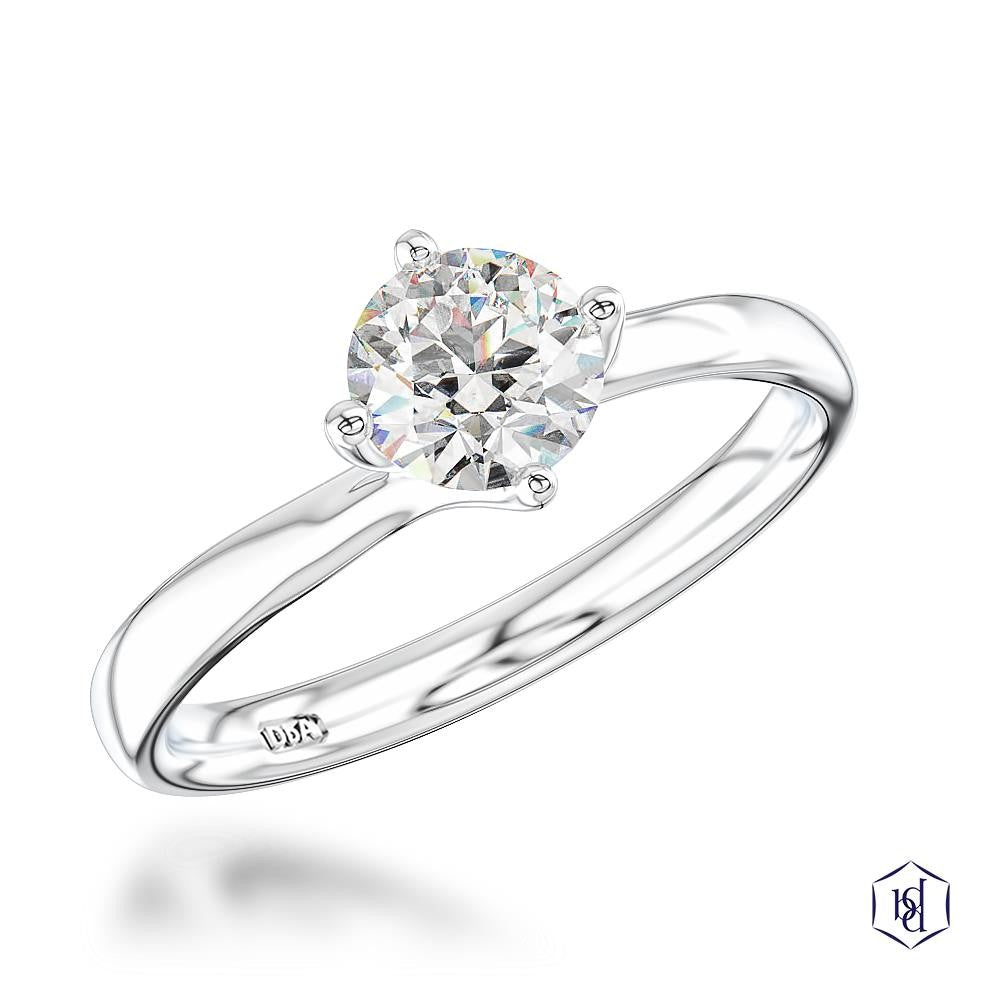 Canna Round Brilliant Cut Platinum Solitaire Diamond Ring