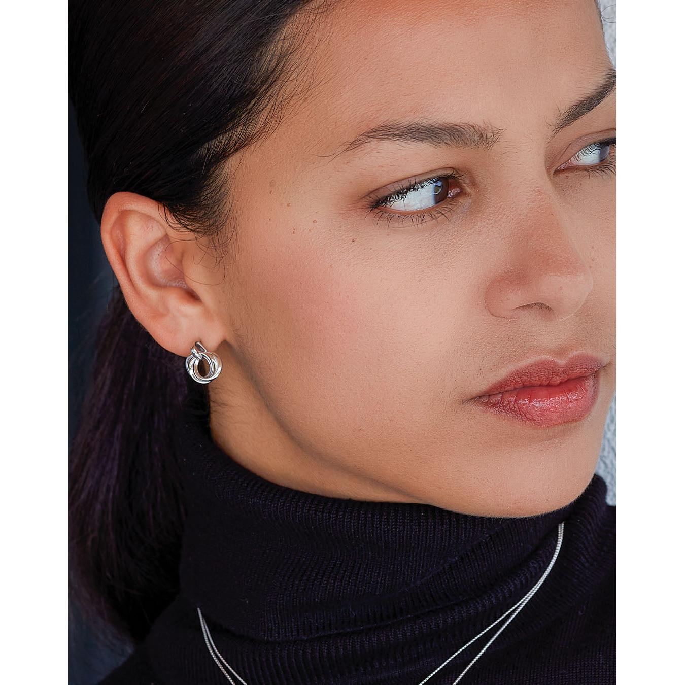 Silver & Yellow & Rose Gold Plated Bevel Trilogy Golds Link Stud Earrings