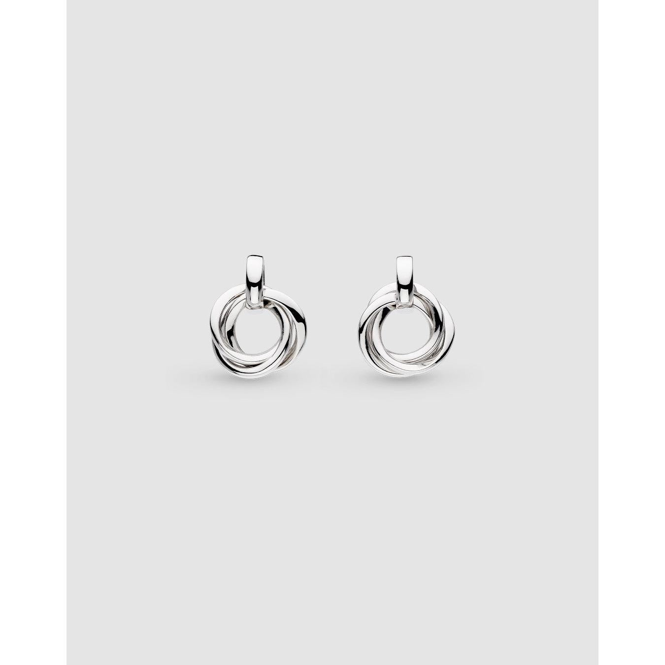 Silver & Yellow & Rose Gold Plated Bevel Trilogy Golds Link Stud Earrings