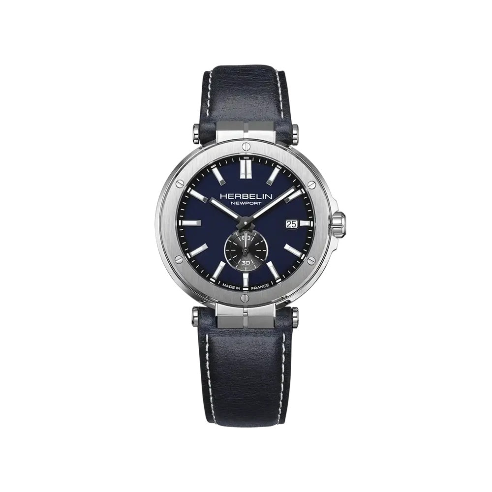 Newport Quartz Watch. Black Dial Stainless Steel Case and Bracelet.