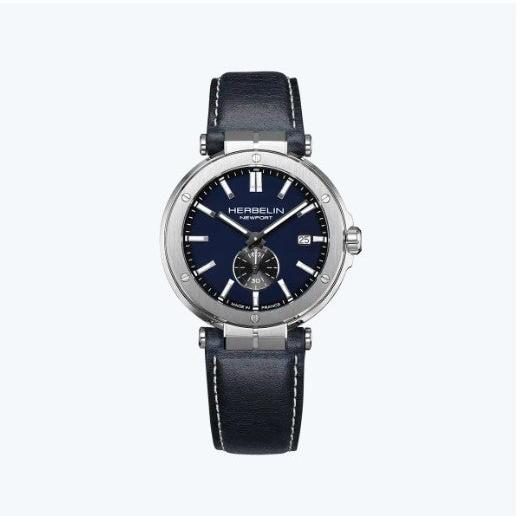 Herbelin Newport Quartz Watch. Black Dial Stainless Steel Case and Bracelet.