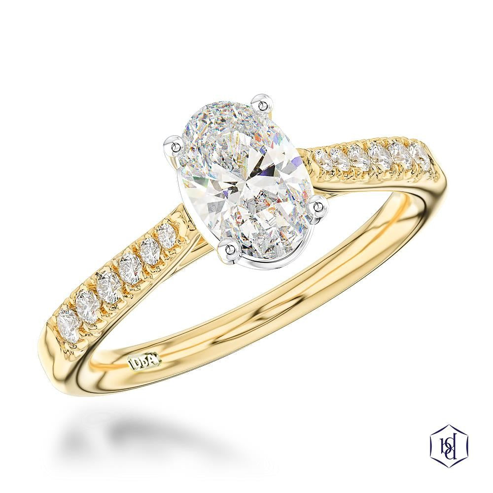 Skye Classic Oval 18ct Yellow Gold and Platinum Solitaire Diamond Ring