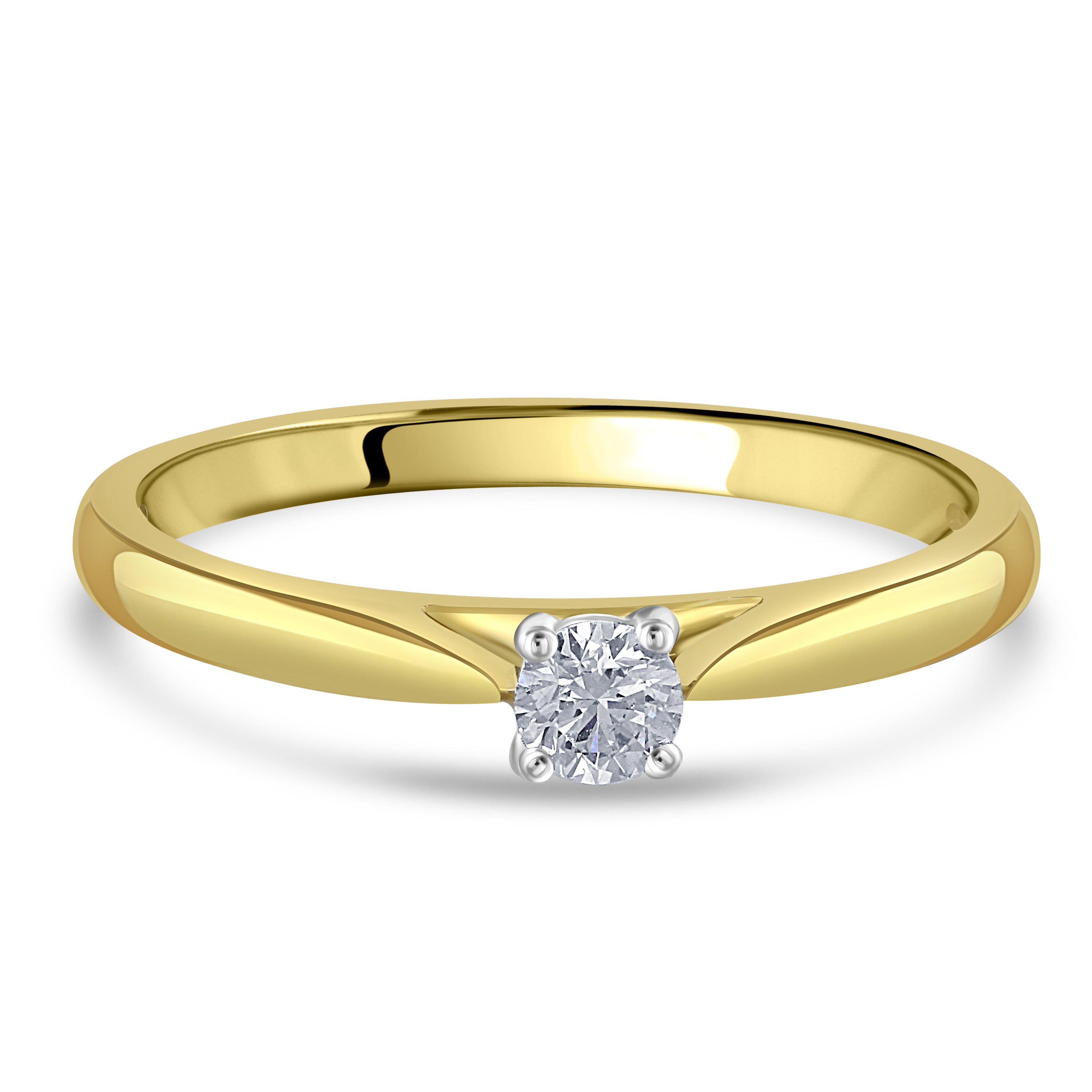 0.15ct Round Brilliant Cut Diamond Solitaire 18ct Yellow Gold Ring