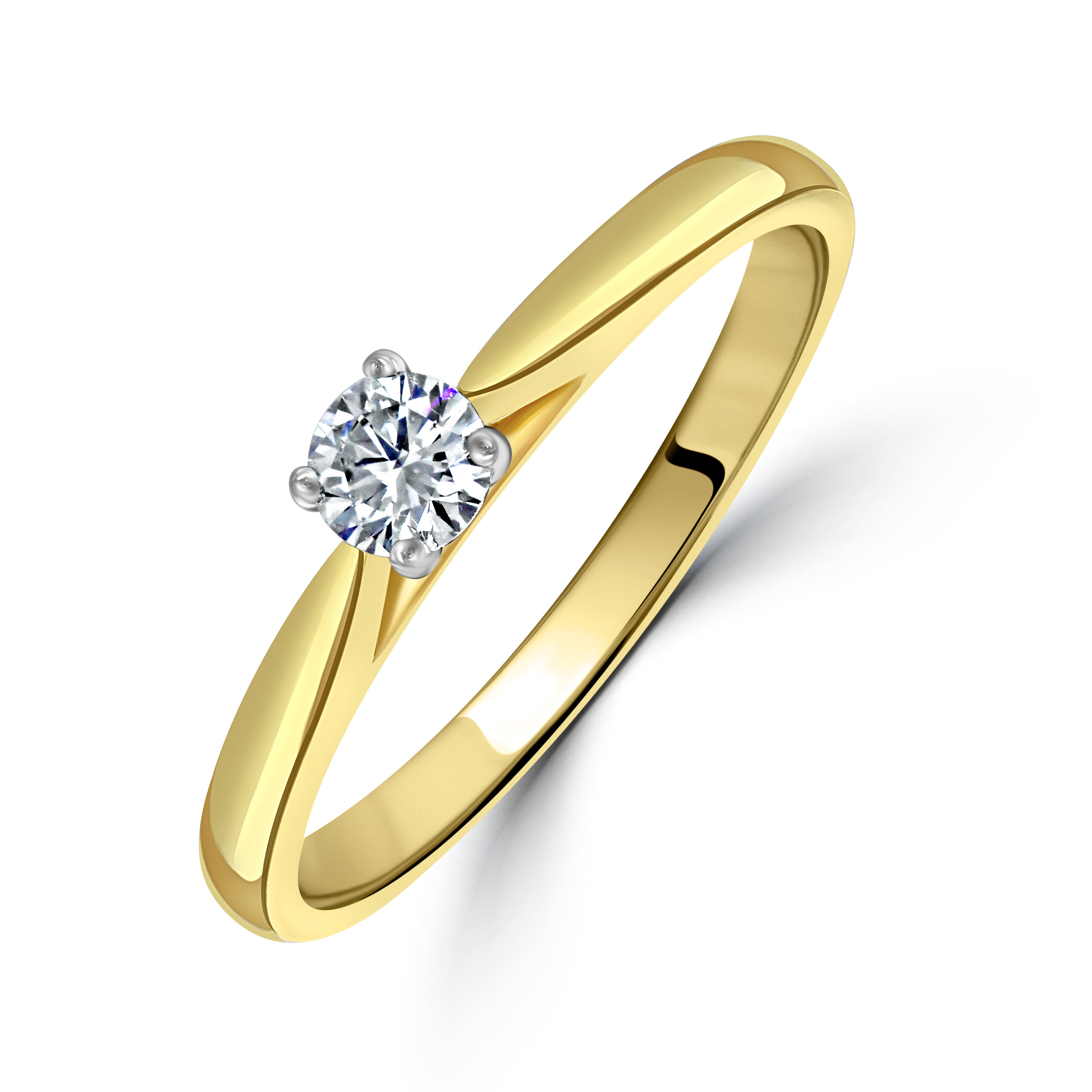 0.20ct Round Brilliant Cut Diamond Solitaire 18ct Yellow Gold Ring