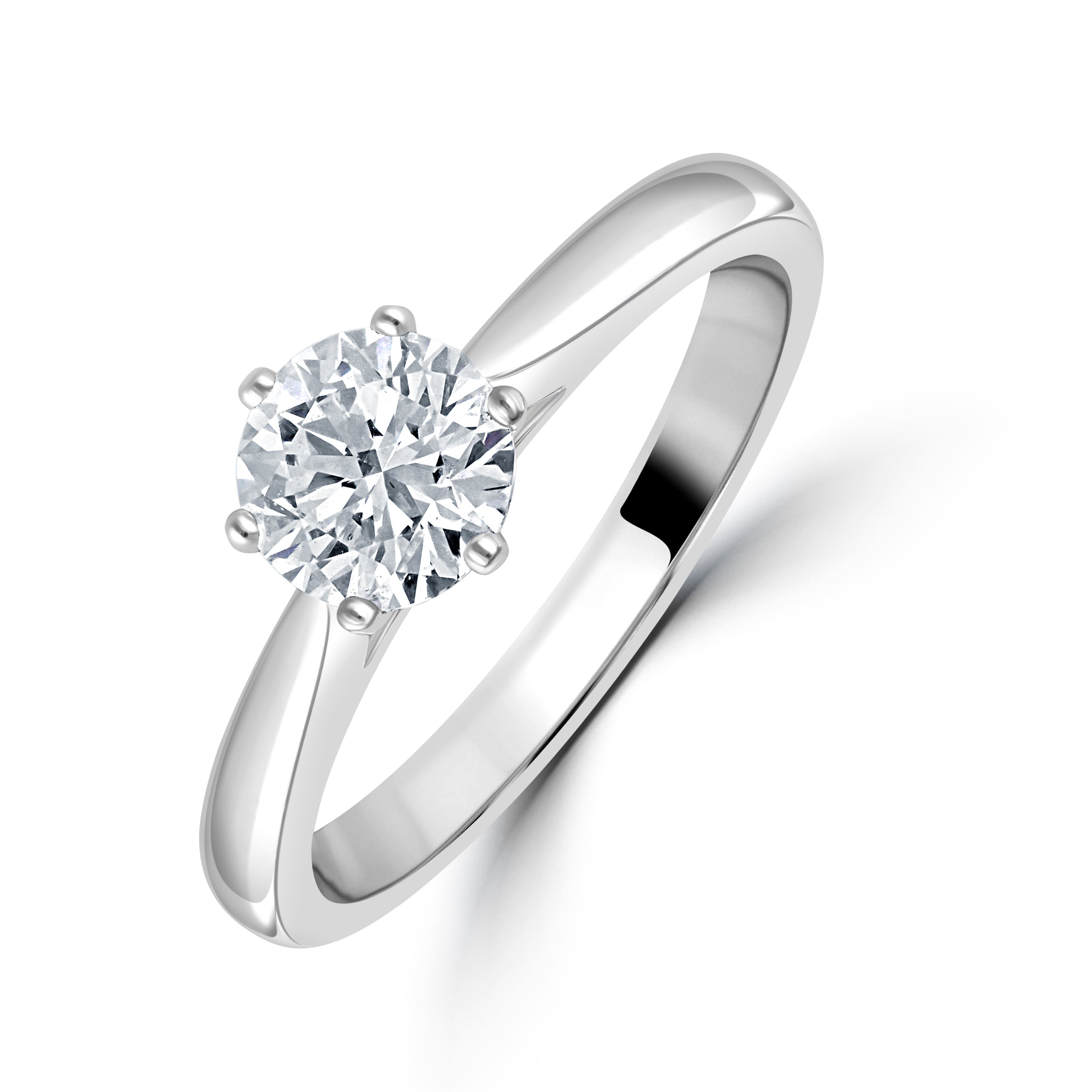 0.90ct Round Brilliant Cut Diamond Solitaire Platinum Ring