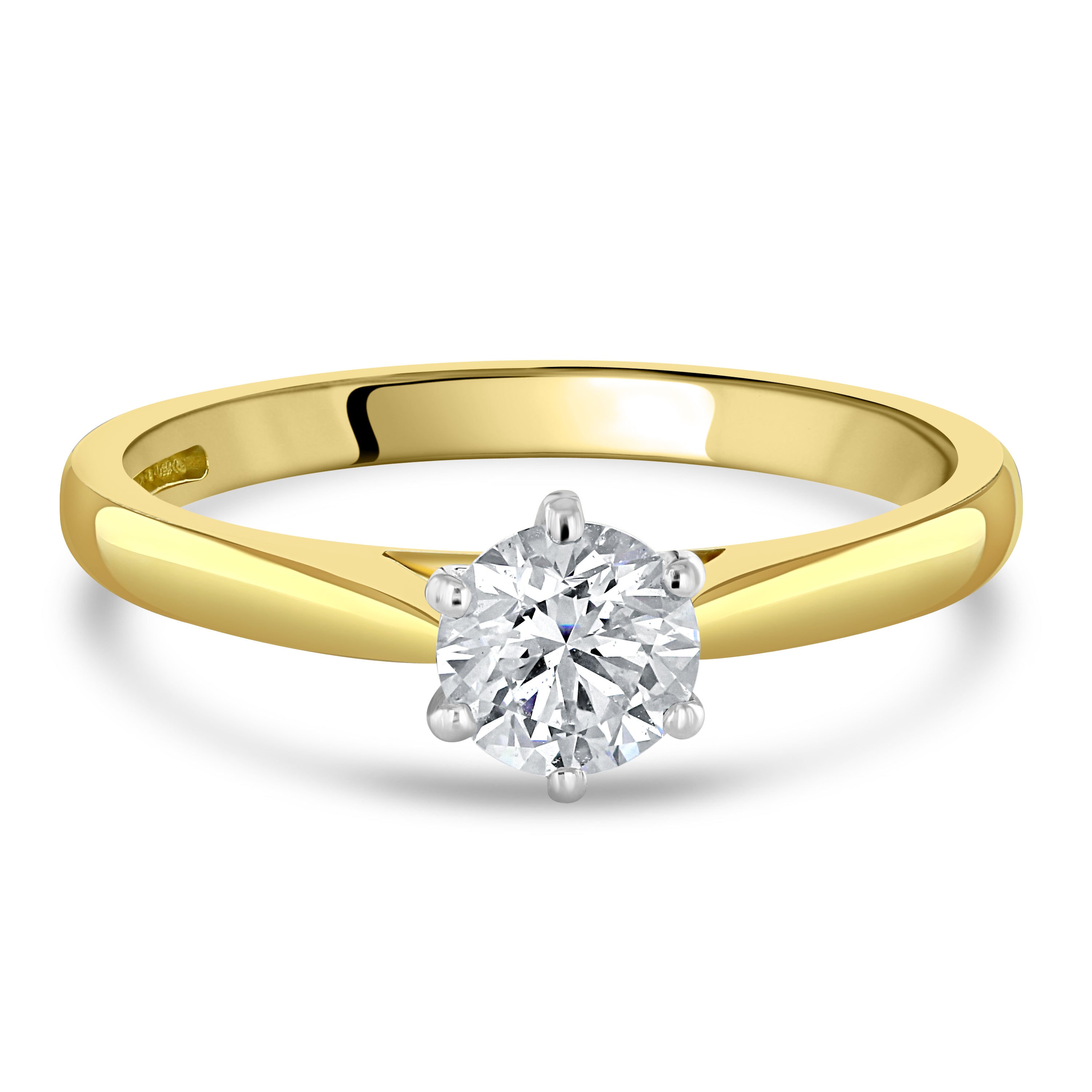 0.62ct Round Brilliant Cut Diamond Solitaire 18ct Yellow Gold Ring