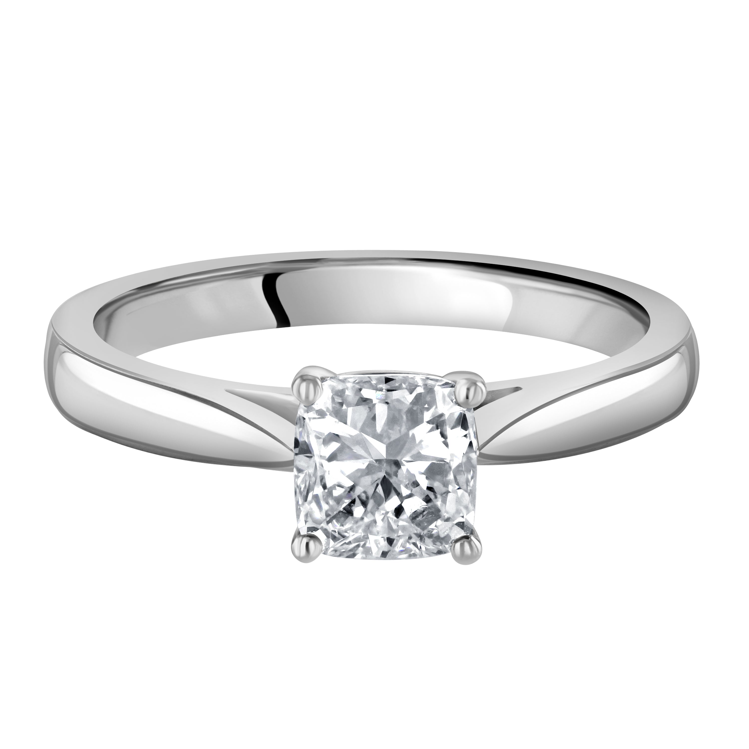 0.80ct Cushion Cut Diamond Solitaire Platinum Ring