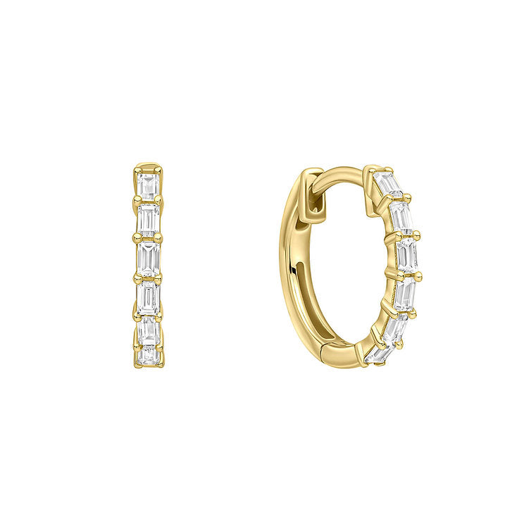 Baguette Zirconia Hoop Earrings