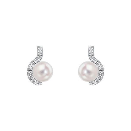 CZ Half Halo Pearl Stud E'rings