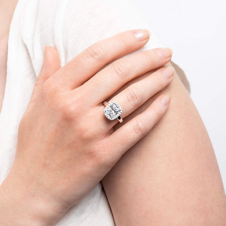 Cushion Cut Zirconia with Halo Surround Cocktail Ring