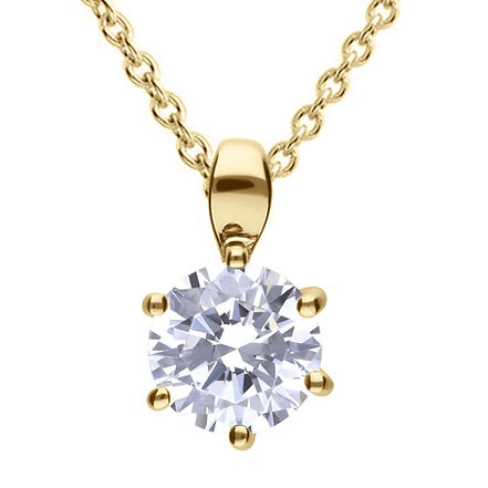 Gold Plated Claw Set 2ct Zirconia Solitaire Necklace