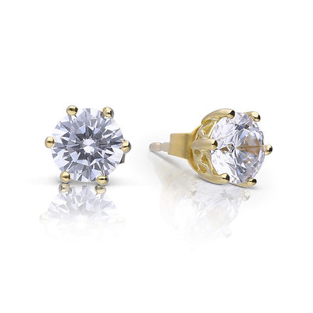G/P CZ 6 Claw Stud E'ring 3.00ct