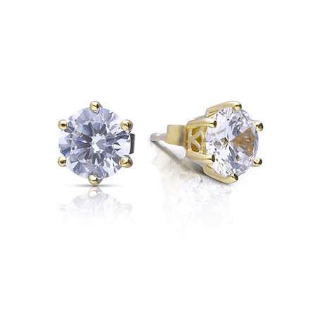Gold Plated Claw Set 4ct Zirconia Solitaire Earrings