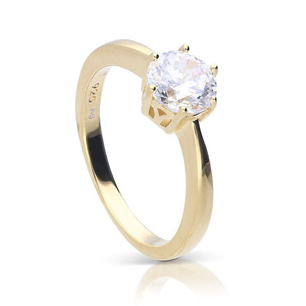 Gold Plated Claw Set 1.5ct Zirconia Solitaire Ring