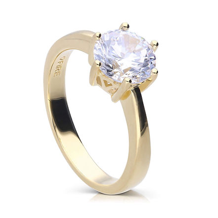Gold Plated Claw Set 2ct Zirconia Solitaire Ring