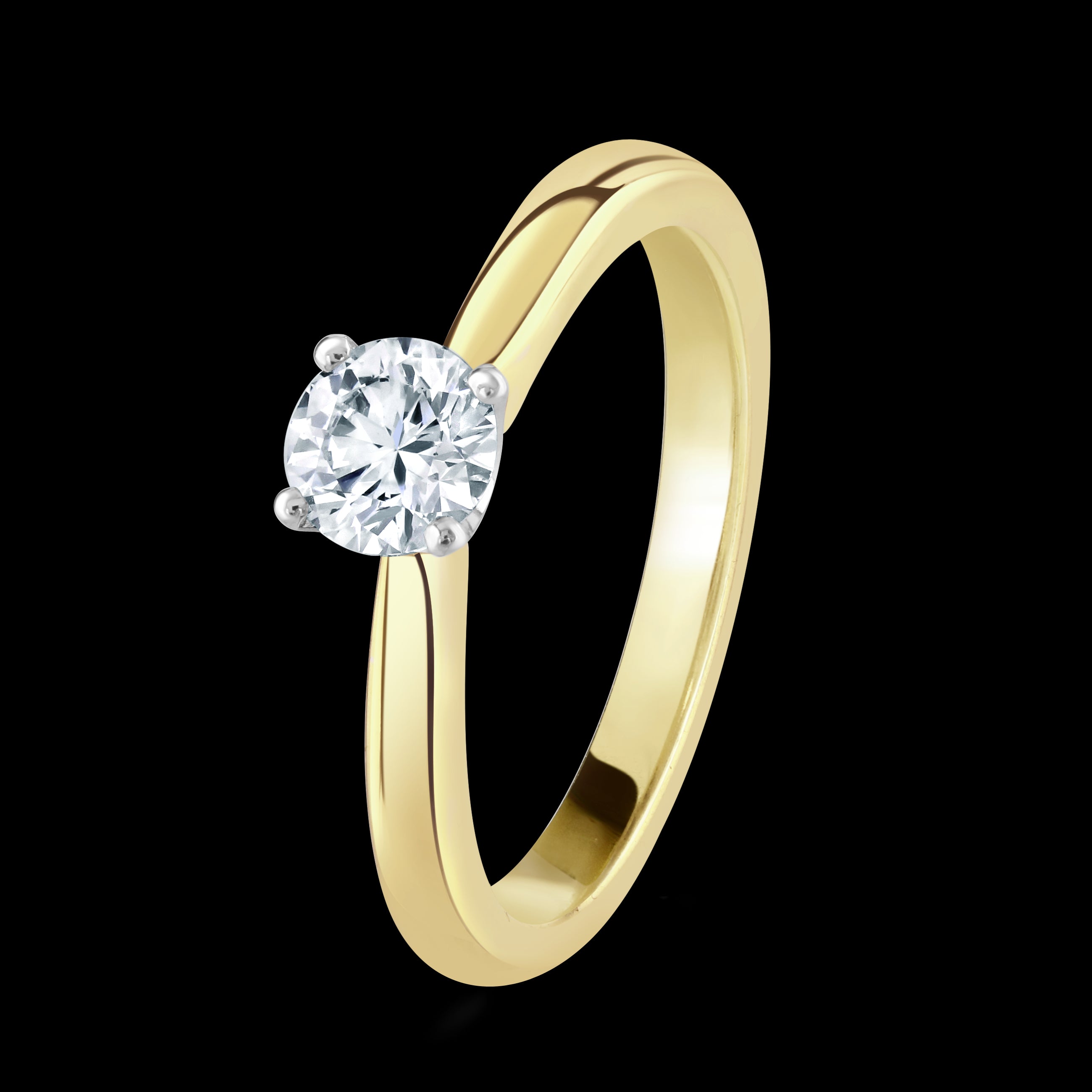 18ct yellow gold claw set round brilliant cut solitaire Diamond ring