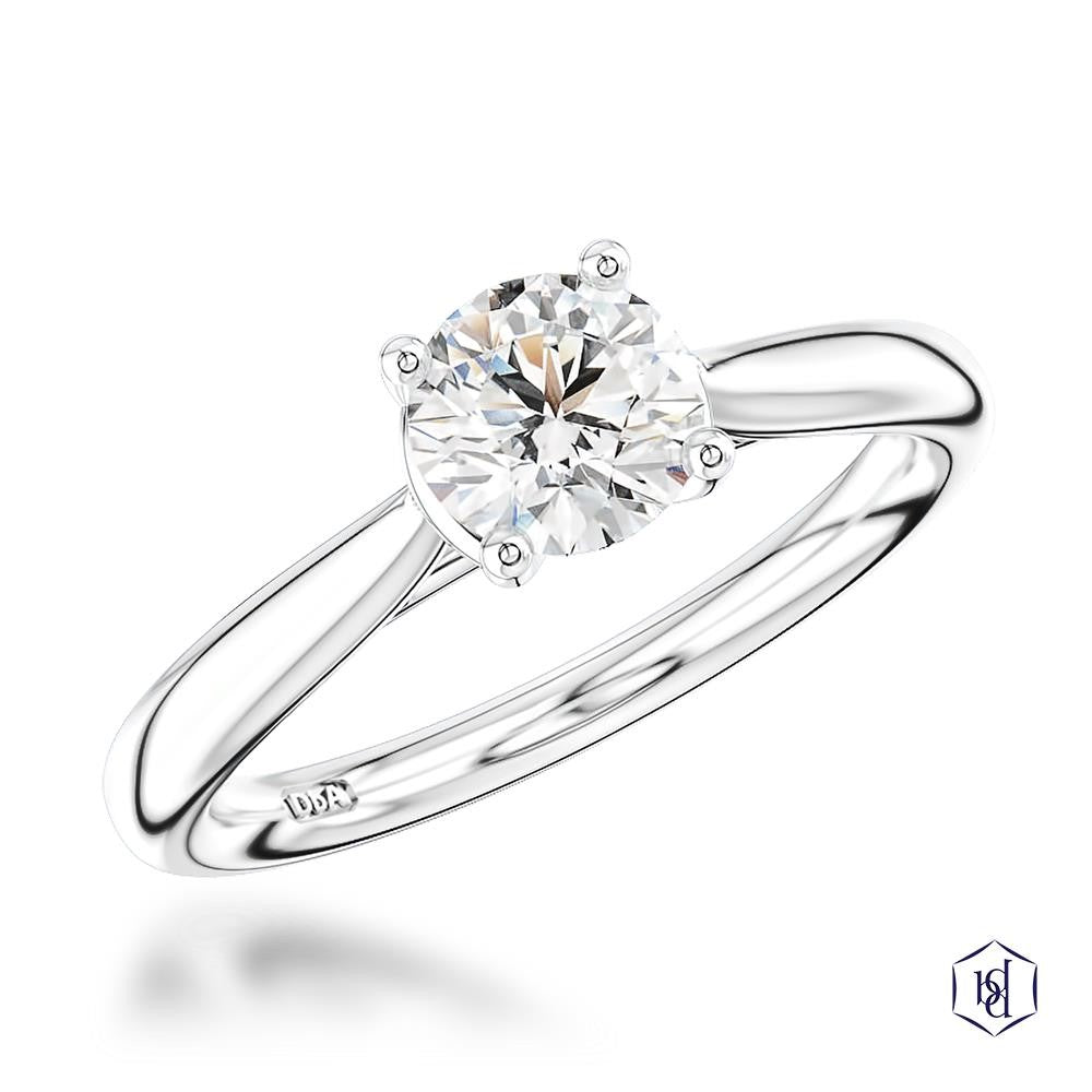 Platinum claw set round brilliant cut Diamond solitaire ring