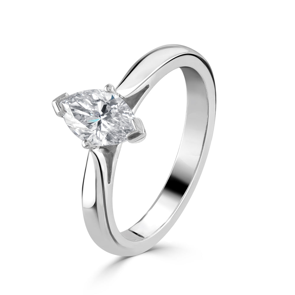 Platinum solitaire marquise cut dimaond ring