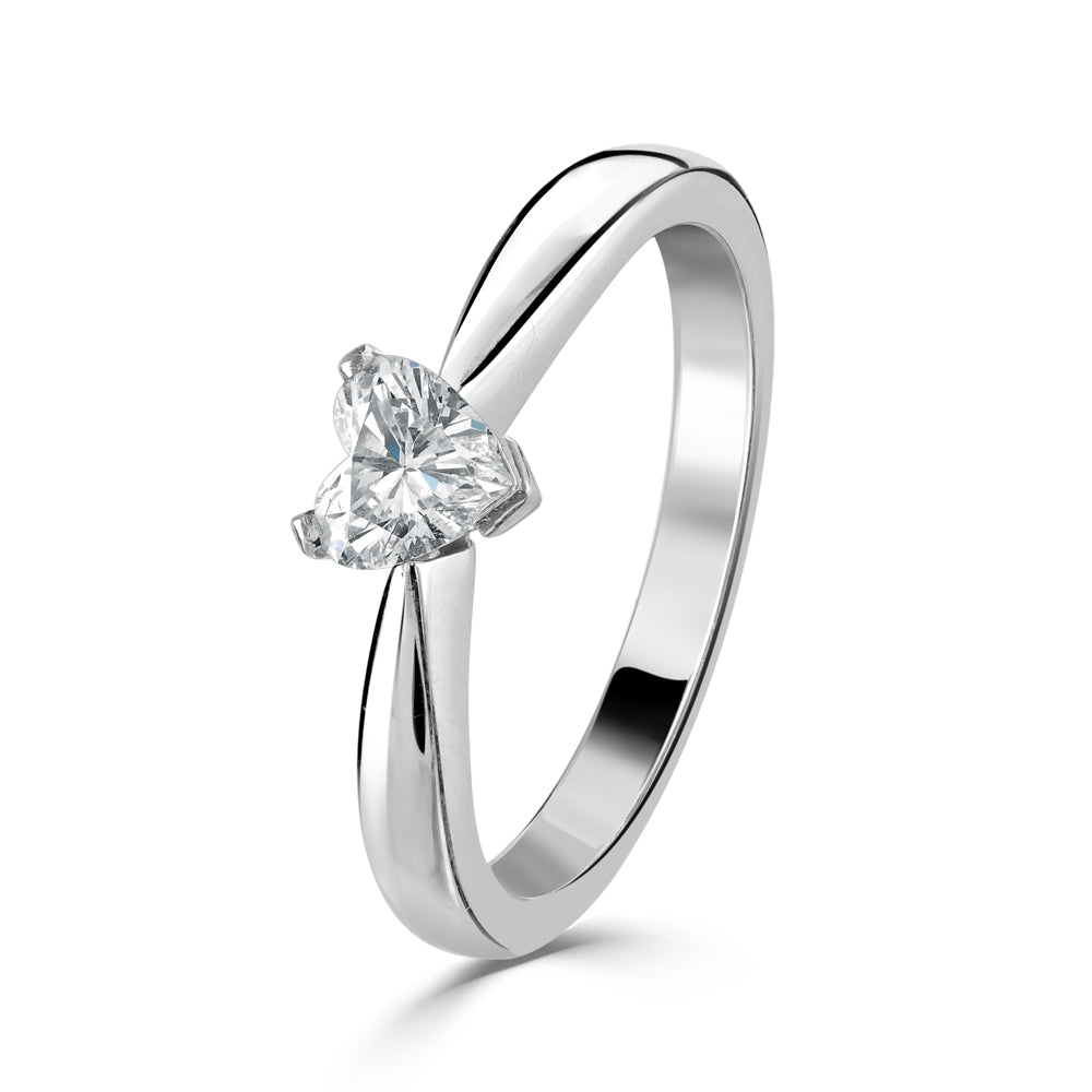 Platinum heart shaped solitiare diamond ring