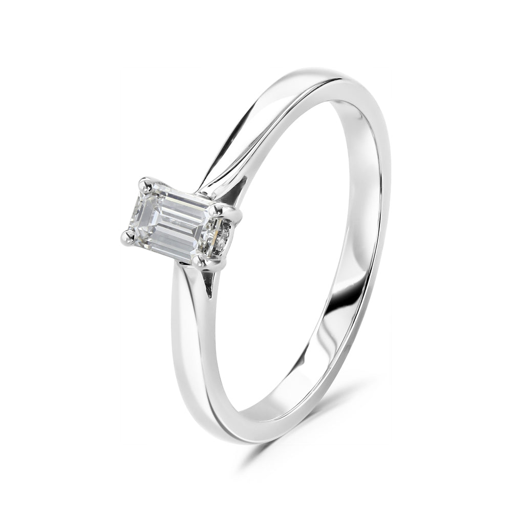 Platinum Emerald Cut Solitaire Diamond Ring