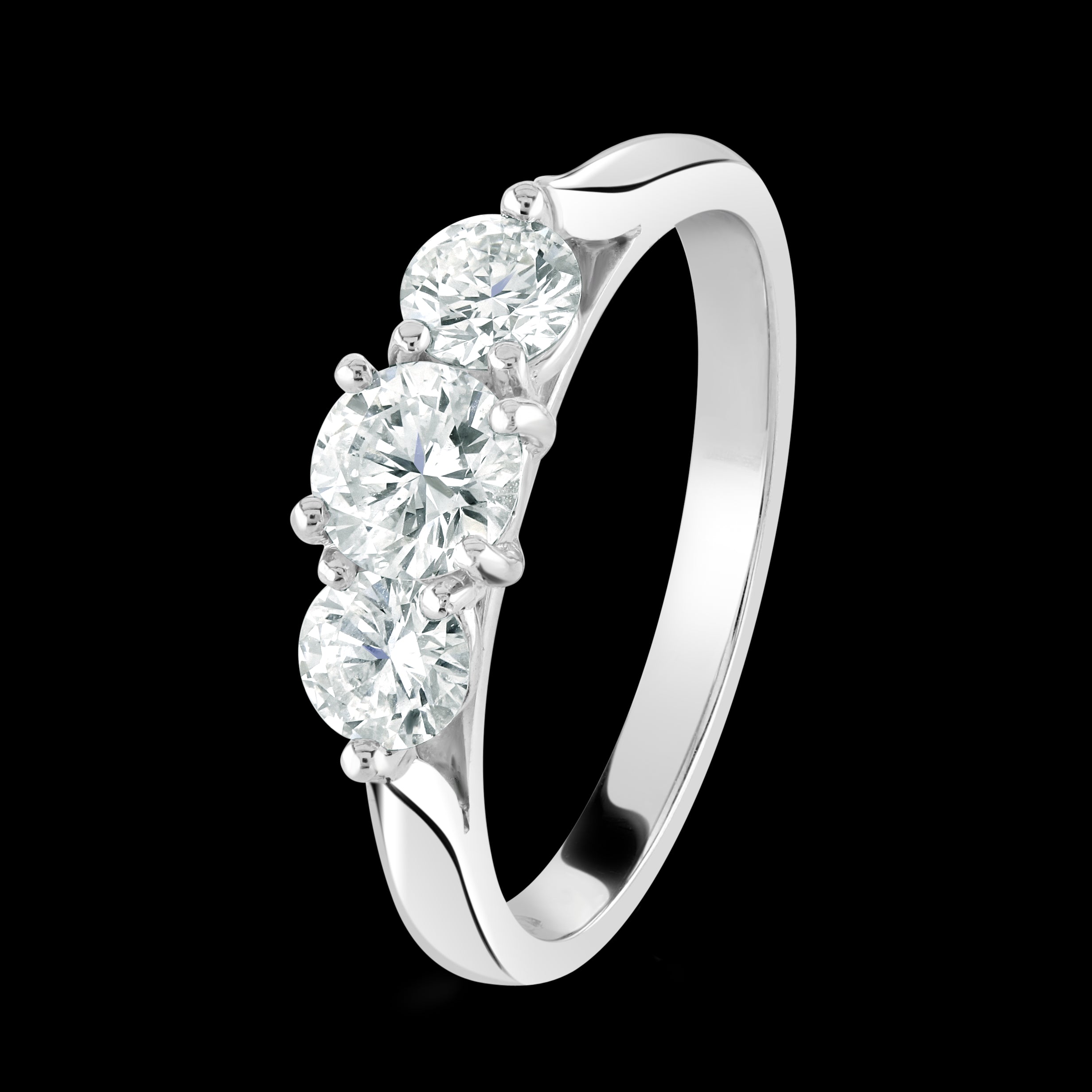Platinum Round Brilliant Cut Diamond Trilogy Ring