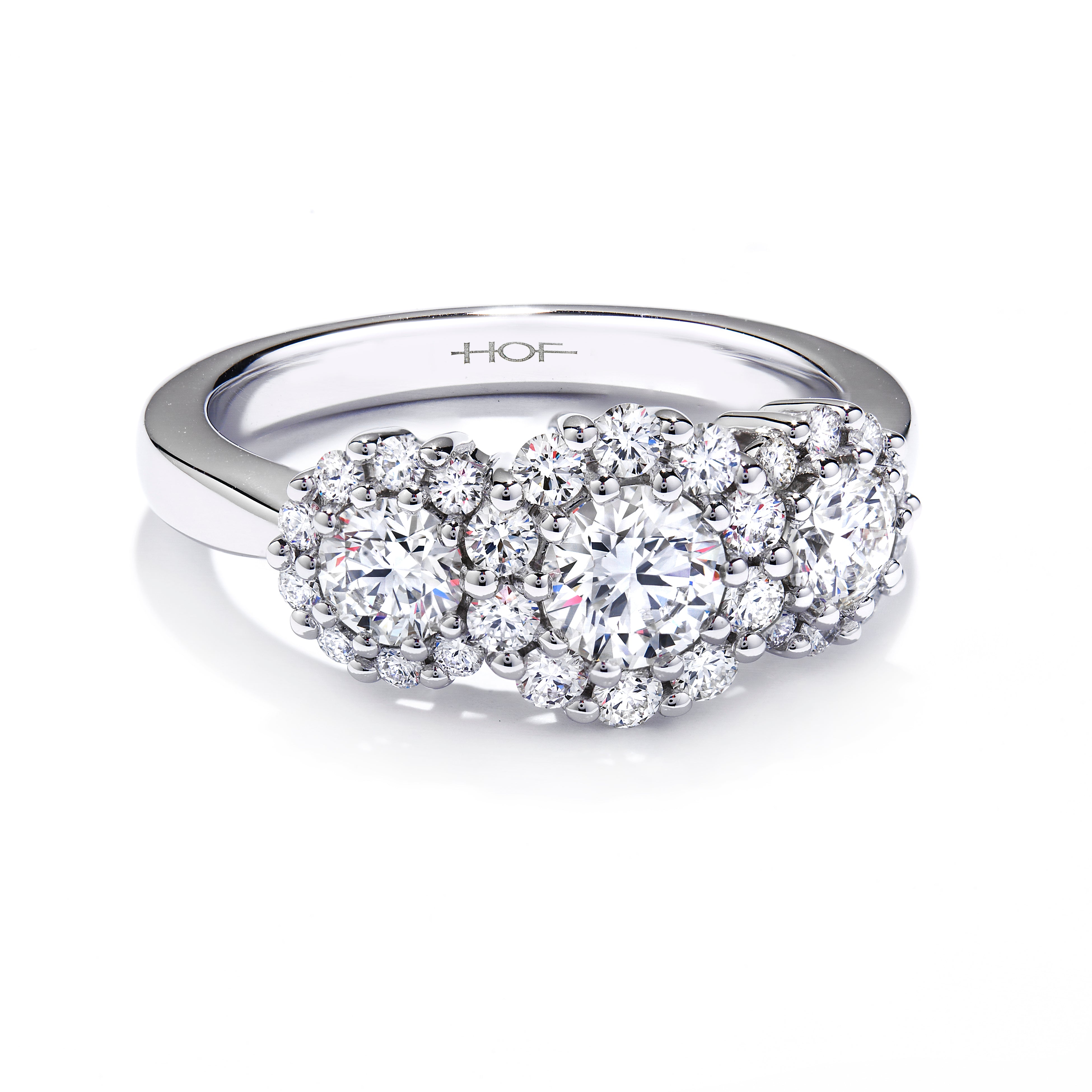 18ct White Gold Beloved Round Brilliant Cut Diamond Triple Halo Cluster Ring