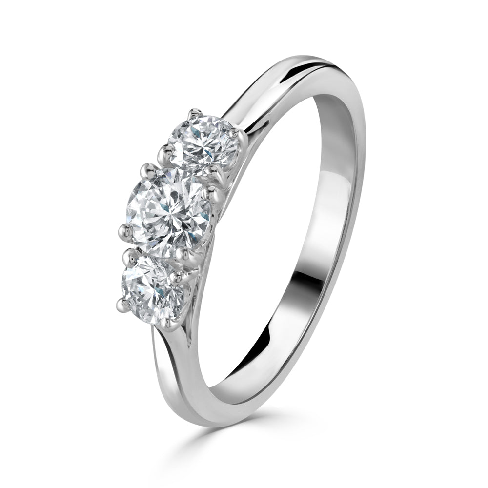 Platinum Round Brilliant Cut Diamond Trilogy Ring